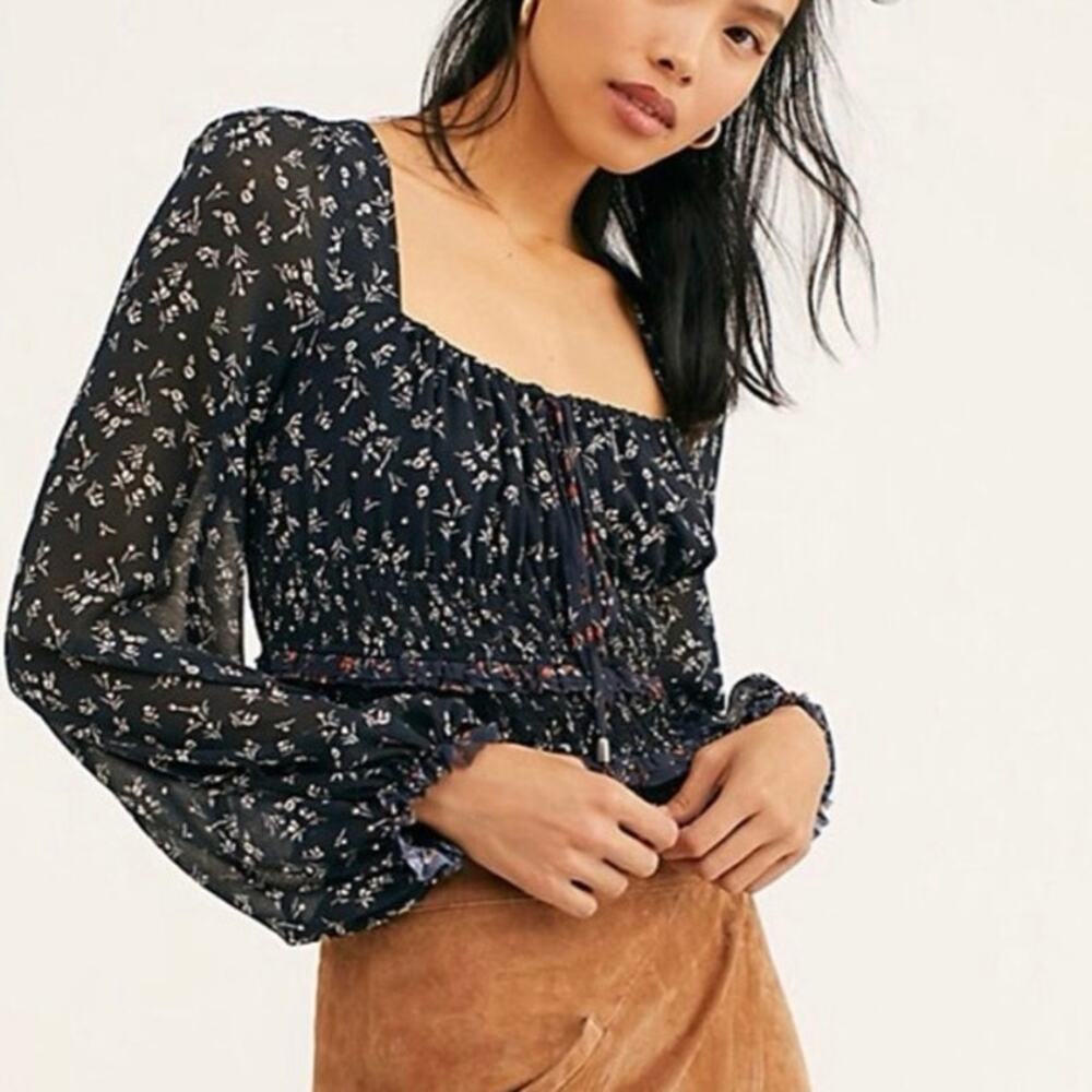 FREE PEOPLE Printed Lolita Top In Black Combo